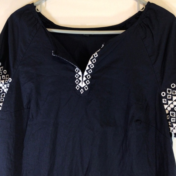 Talbot's women's top navy size Large p embroidered casual mature boho hippie - Picture 3 of 12